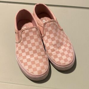 Vans Pink Checkered Slip-On Shoes